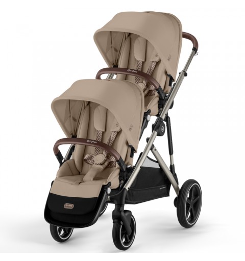 Cybex Gazelle S TPE 2023 -  rozwojowy wózek dla bliźniąt, rok po roku | Almond Beige